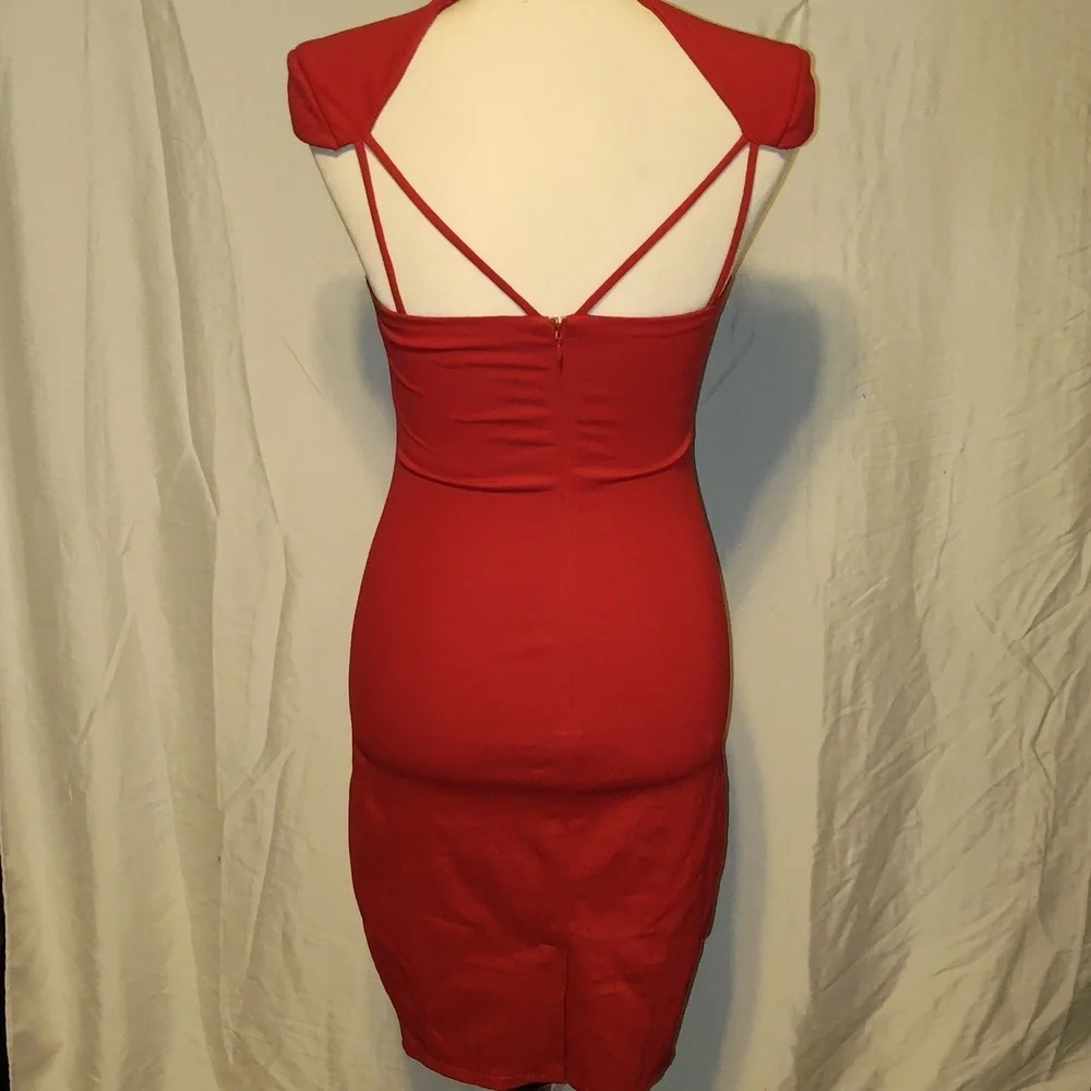 Guess Red cap-sleeve strappy dress size S - Picture 4 of 9
